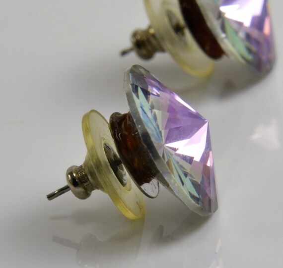 Austrian Crystal Earrings - Pink Purple Prism Gla… - image 4
