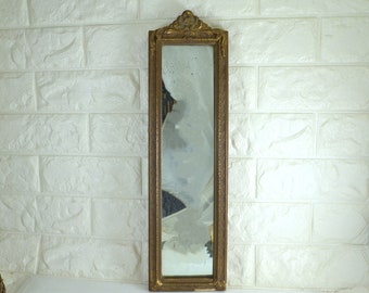 Antique Mirror Gold Gilt Frame Wood Gesso Victorian Era 18 x 5 Accent Decor