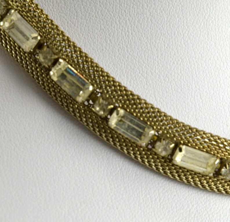 Choker Necklace Rhinestones in Mesh Baguette and Round Etsy