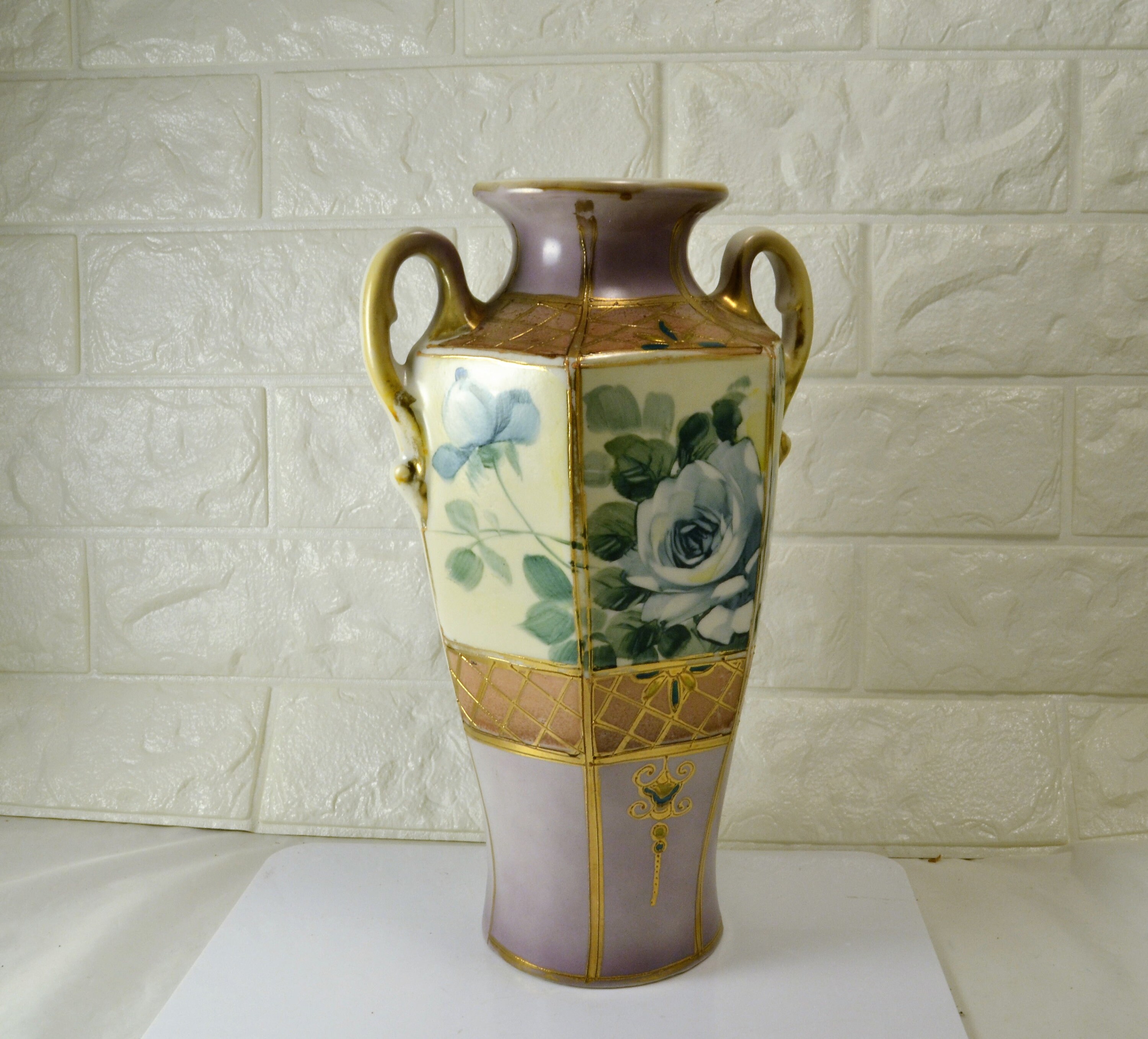 Royal Nippon Nishiki Vase 2 Handled Lavender Violet Shades 22k Etsy