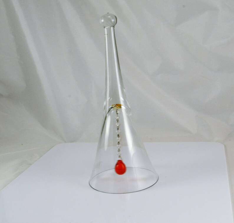 Crystal Bell Krosno Poland Red and Clear Glass Ringer Etsy