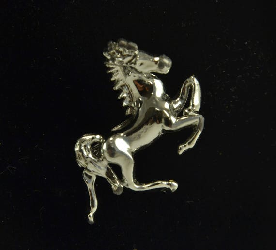 Horse Brooch Pin - Wild Mustang Silver Tone - Vin… - image 1
