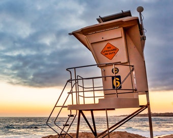 Newport Beach, California Sunset with Lifeguard Tower