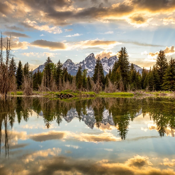 Gorgeous Sunset at Schwabacher Landing in Grand Teton National Park