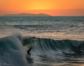 Newport Beach Surfer Sunset Perfect Wave Catalina Island Seascape Landscape Photography Orange County California