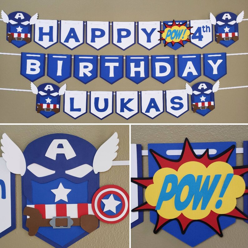 Captain America Birthday Banner Captain America Banner | Etsy