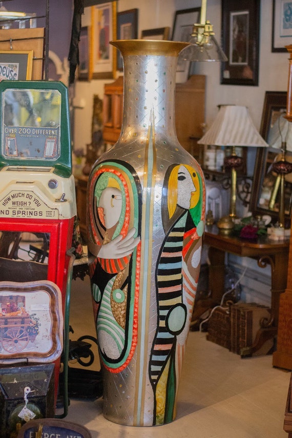 Picasso Style Metal Vase Picasso Palace Vase By Miro Lazunio Etsy