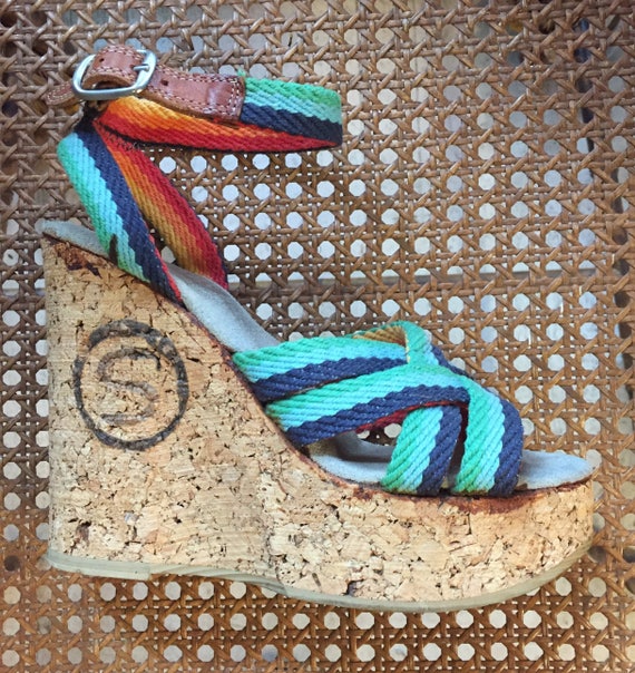 Platform Shoes, Vintage Cork Platform Sandals