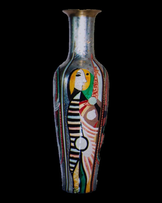 Picasso Style Metal Vase Picasso Palace Vase By Miro Lazunio Etsy