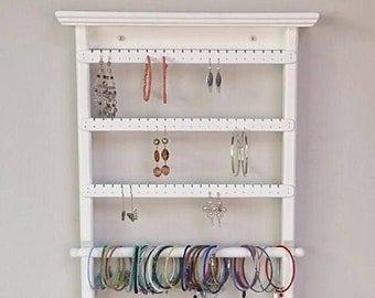 Wall Jewelry Organizer, Earring Holder, Jewelry Organizer, Bracelet Holder, Earring Storage, Jewelry Rack, Necklace Storage, Ring Storage