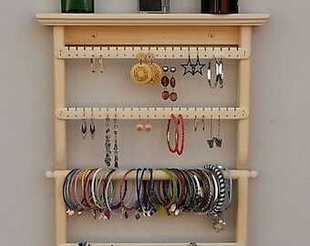 Jewelry Organizer Wall, Necklace Organizer Wall, Wall Necklace Storage, Earring Storage Wall, Jewelry Wall Display, Wall Mount Jewelry Rack