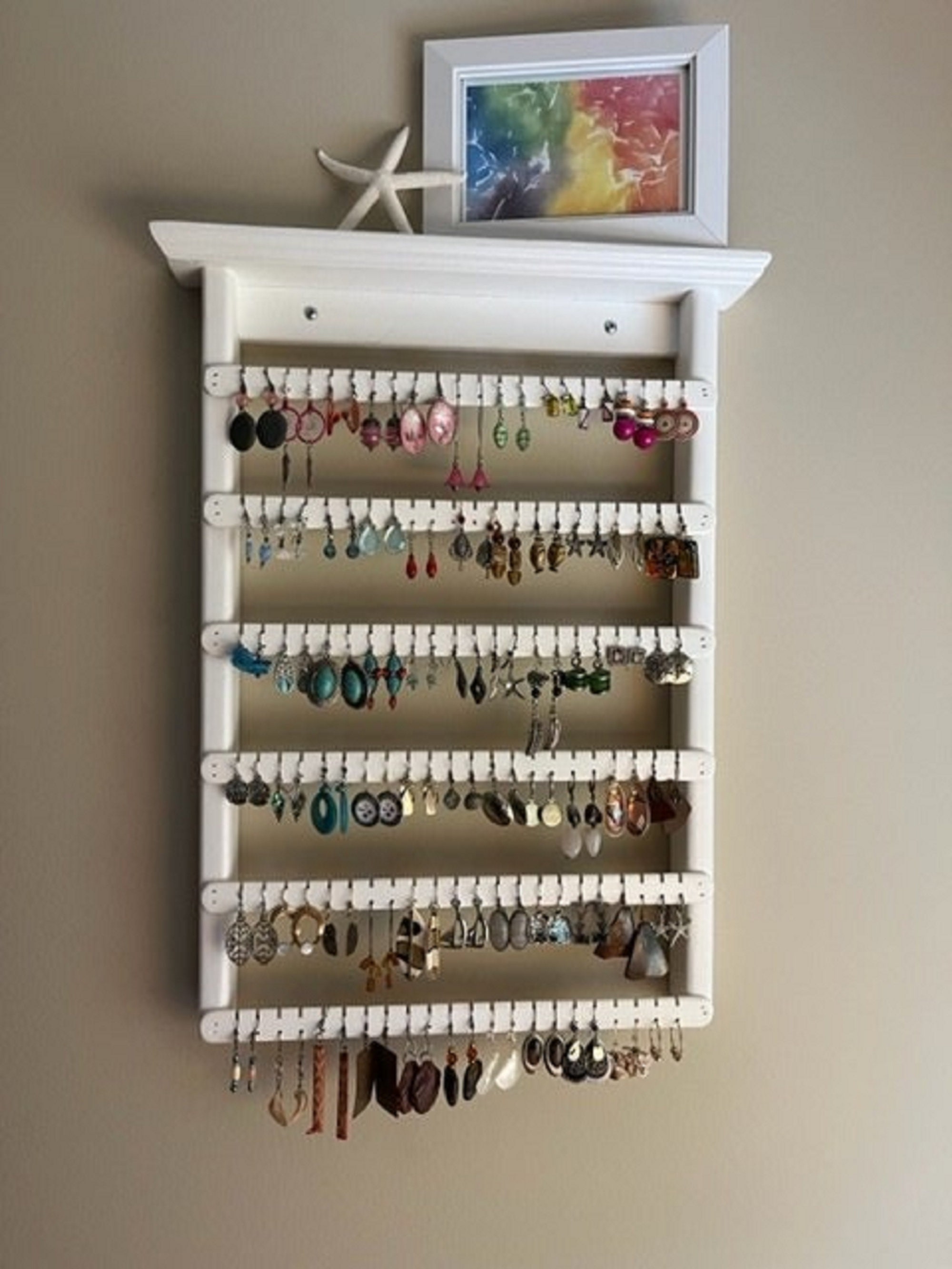 Jewelry Holder. Large Earrings Display Jewelry Storage.wooden Wall