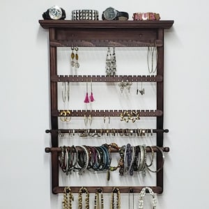 Jewelry Organizer Wall, Necklace Rack,  Wall Jewelry Holder, Earring Holder, Bracelet Holder, Jewelry Display, Ring display holder, Rings