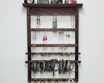 Necklace Rack, Jewelry Organizer Wall, Wall Jewelry Holder, Earring Holder, Bracelet Holder, Jewelry Display, Ring display holder, Rings
