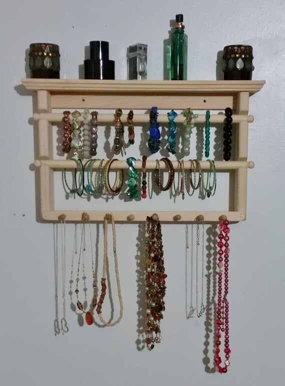 Organizador de joyas de palisandro caribeño / soporte para pendientes / soporte  para joyas / exhibición de joyas de montaje en pared, soporte para  collares. Capacidad para 30 pares, 4 clavijas. -  México