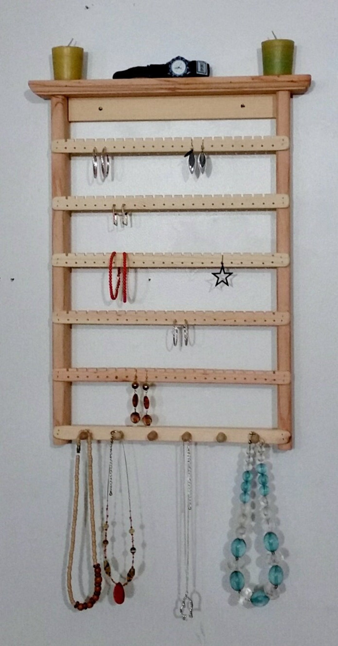 Soporte para joyas, organizador de joyas para colgar, estante de  almacenamiento montado en la pared, Sharpla Organizador de joyas