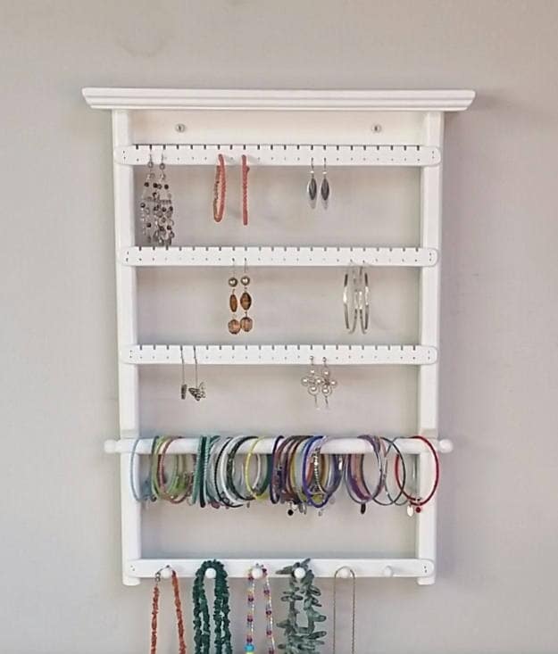 Wall Control Jewelry Organizer Wall Hanging Holder Kit, White