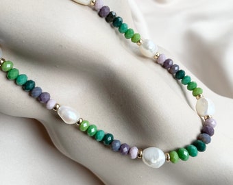 Colorful Beads and Pearls Necklace