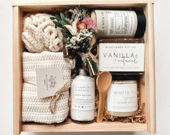 Neutral Self Care Spa Gift Box | Relaxation Spa Gift | Spa Gift for Her | Spa Day Gift Box  | Gift for Friend | boho bridesmaid personalized