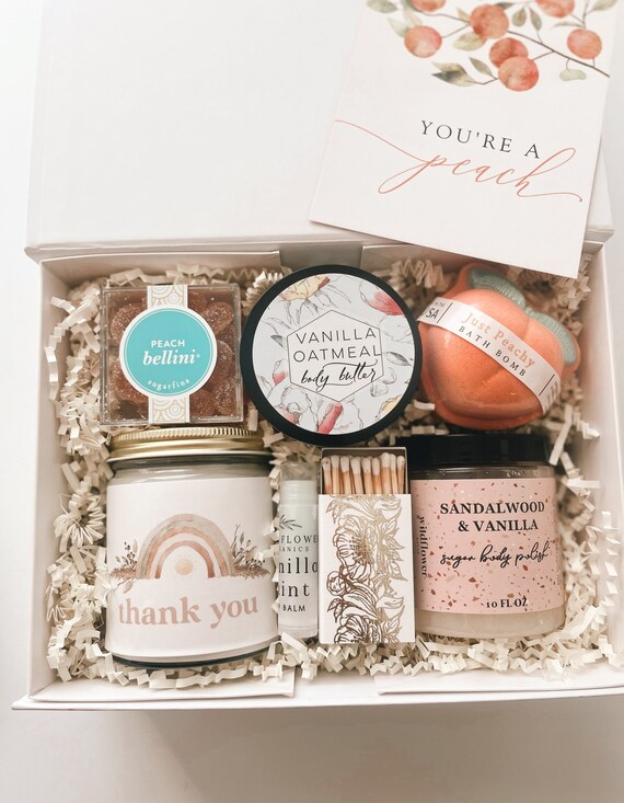 thank you gift, thank you gift box, thank you gift for her, self care gift box, teacher appreciation gift, employee gift, you’re a peach