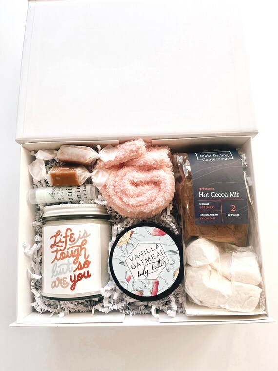 Life is tough but so are you, encouragement gift, thinking of you gift, loss gift, self care gift, relaxation gift box, mom gift