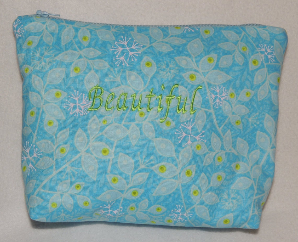 Beautiful Cosmetic Travel Toiletry Bag Zippered Lined Blue Etsy