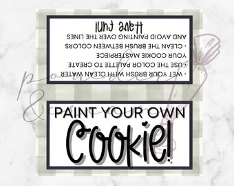 Printable 4&quot; x 4&quot; Simple Plaid PYO Paint your Own Cookie Tag With Instructions - Cookie Tags - Cookie Bag Toppers - Cookie Cards - Fall