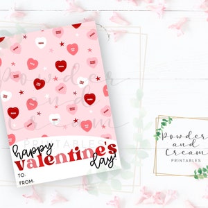 Printable Mini Cookie Card - 3.5" X 5" Valentine's Day - V-Day Gift Card Tag To From - Cookie Cards Packaging Mini Cookies