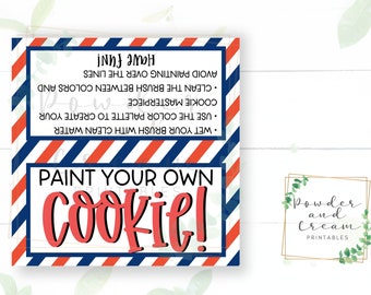 Printable 4&quot; x 4&quot; Memorial Day 4th Of July PYO - Paint your Own Cookie Tag Instructions - Cookie Tags - Cookie Bag Toppers - Cookie Cards -