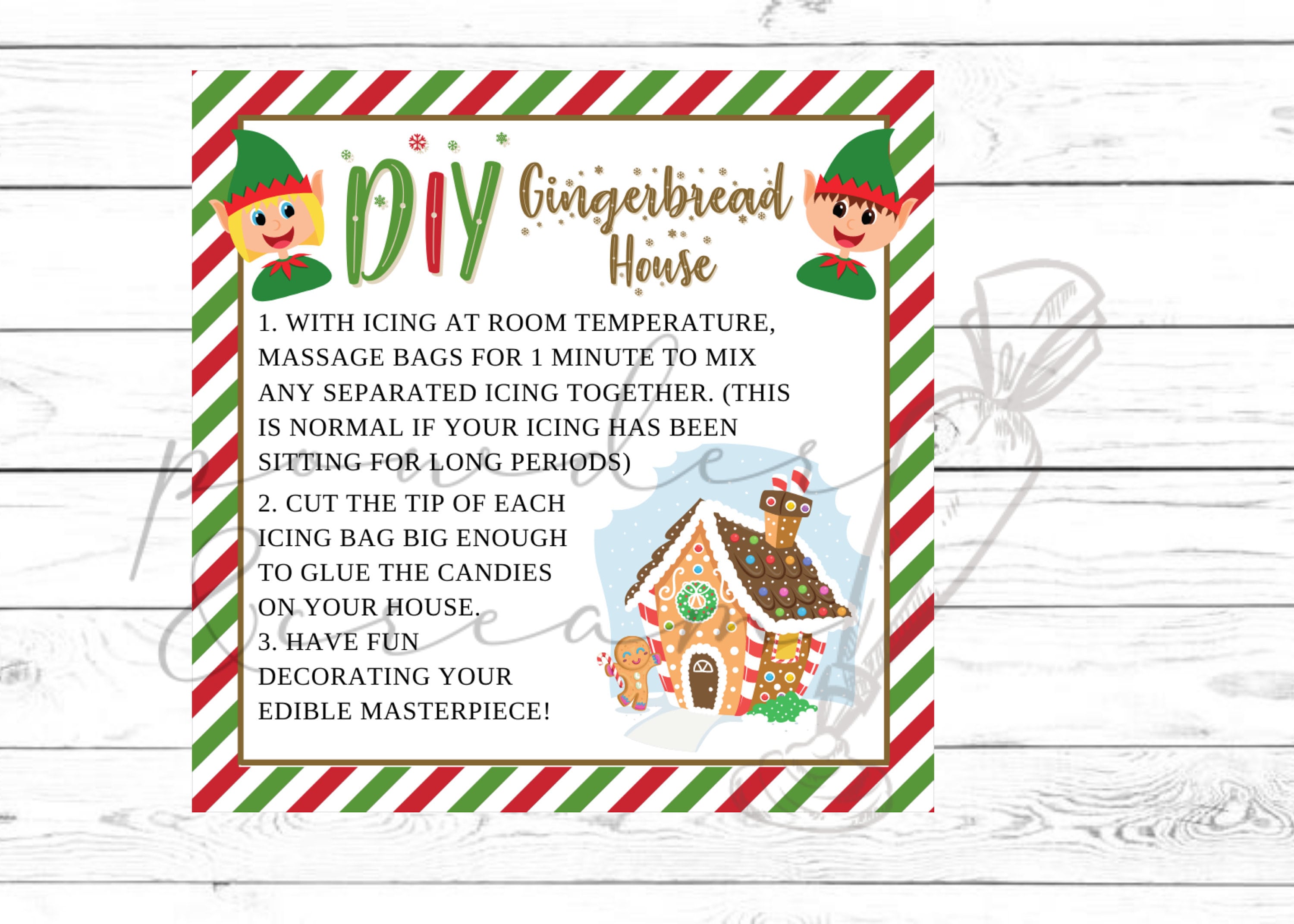 Printable DIY Gingerbread Cookie Kit Instruction Tag Card Etsy