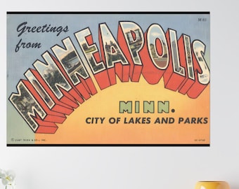 Vintage Minneapolis: City of Lakes and Parks Postcard Greetings - Fine Art Poster