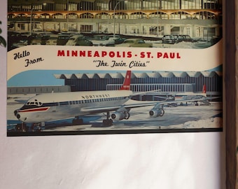 Vintage Minneapolis-St Paul Airport Poster: Retro Aviation Art Print
