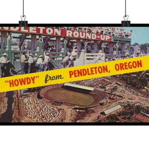 Pendleton Round-Up Vintage Rodeo Postcard Matte Horizontal Posters