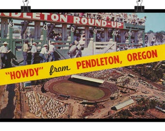Pendleton Round-Up Vintage Rodeo Postcard Matte Horizontal Posters