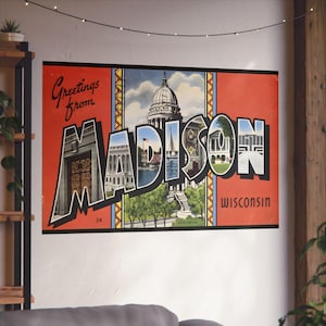 Vintage Madison: Uma viagem de cartão postal da capital por Wisconsin - Pôster de belas artes