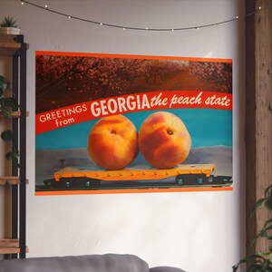 Georgia's Golden Harvest: cartolina d'epoca dello stato di Peach - poster di belle arti