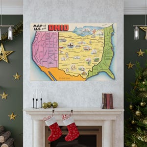 Vintage Ohio: A Whimsical Journey Through the Buckeye State - Fine Art Poster