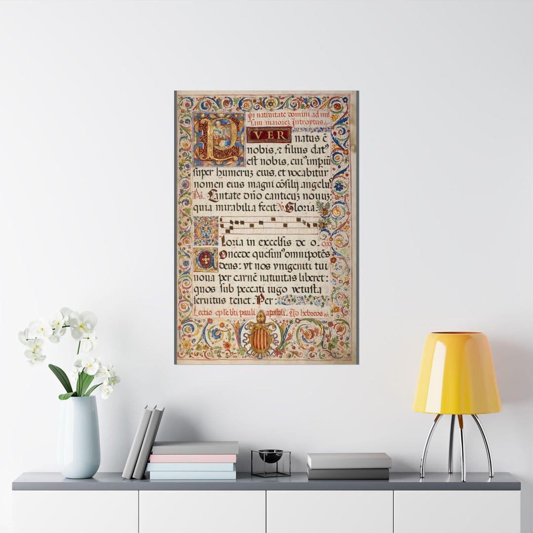 Medieval Manuscript Poster, Religious Wall Art, Latin Chants Decor, Illuminated Manuscript Print ...