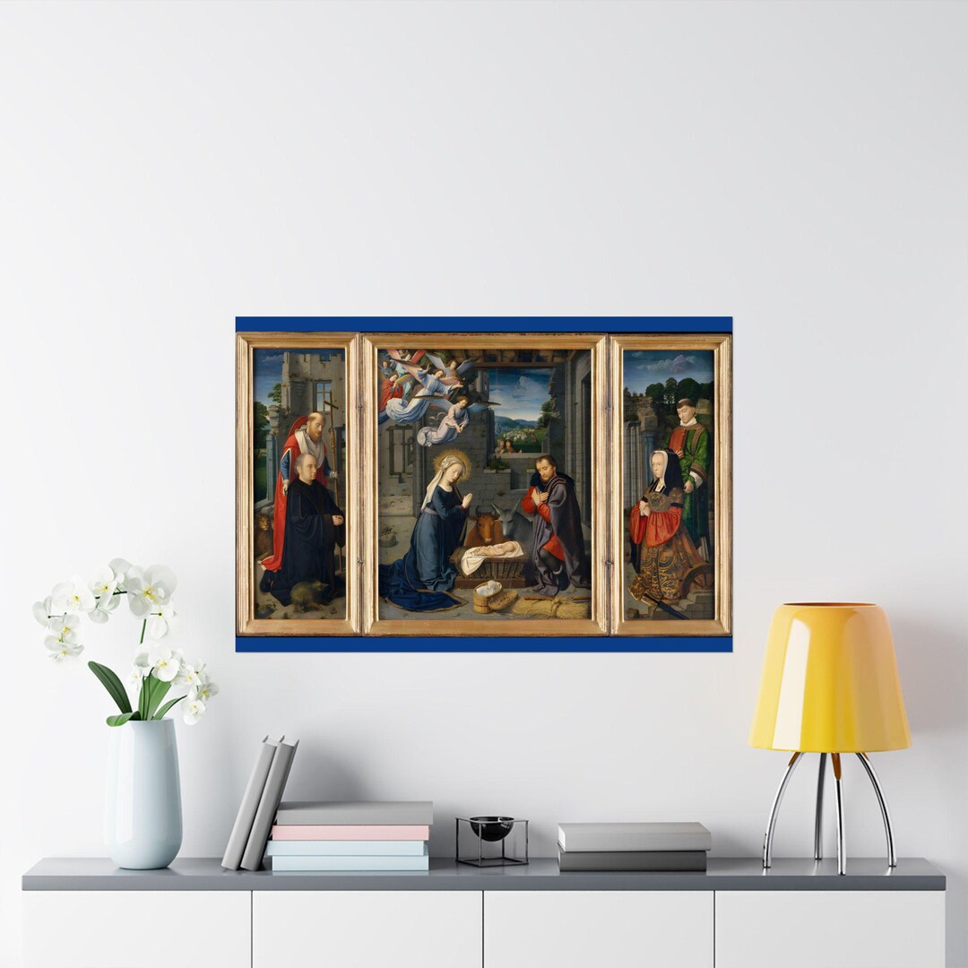The Nativity Triptych: Divine Birth With Angels and Patrons - Fine Art ...