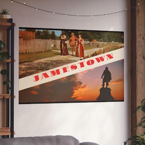 Jamestown: Un viaje a través del tiempo - Ecos coloniales y siluetas al atardecer - Póster de bellas artes
