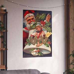 Vintage Christmas Sweetheart Day: Santas Cherubic Surprise - Fine Art-poster