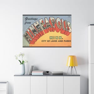Minneapolis d'epoca: cartolina d'auguri con la città dei laghi e dei parchi - Poster artistico