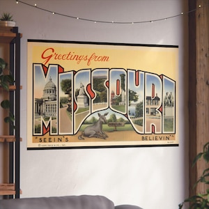 Missouri d'epoca: un viaggio da cartolina nello stato di Show-Me - Poster di belle arti
