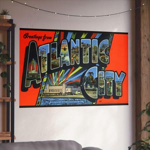 Vintage Atlantic City: A Colorful Seaside Escape in Letters - Fine Art Print
