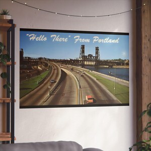 Portland Bridges: A Vintage Postcard View of Urban Infrastructure - Fine Art Poster