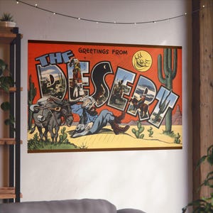 Sueños del desierto: postal vintage del suroeste de Estados Unidos - Póster de bellas artes