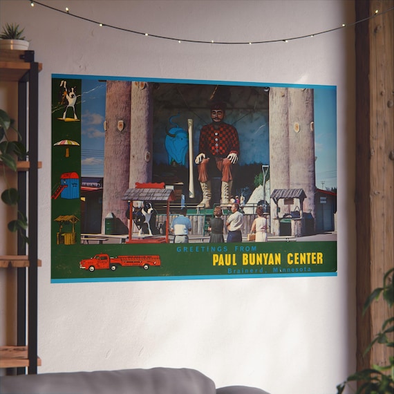 Roadside Americana: Paul Bunyan Center Greetings from 1950s Minnesota - Fine Art Poster