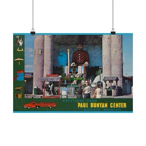 Paul Bunyan Center Poster | Vintage Roadside Travel Art image 9