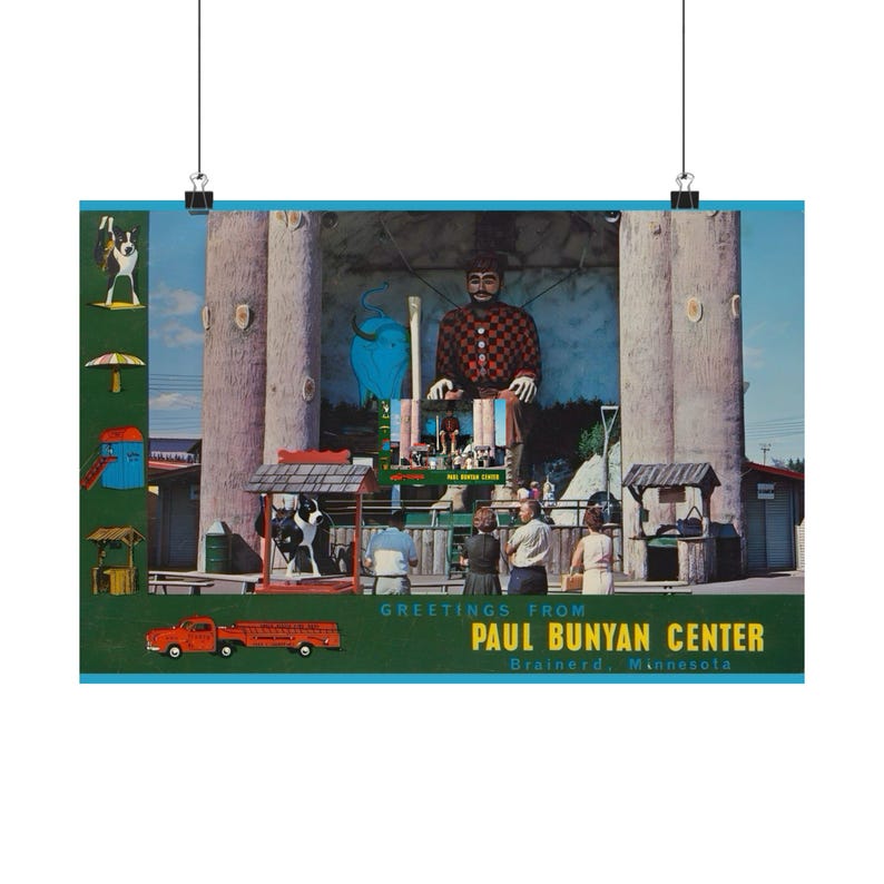 Paul Bunyan Center Poster | Vintage Roadside Travel Art image 9