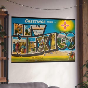 Vintage New Mexico: un viaggio nel tempo con una cartolina dello Stato del Sole - Poster di belle arti